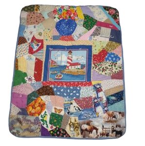 Handmade Crazy Quilt Blanket 42"X 33"